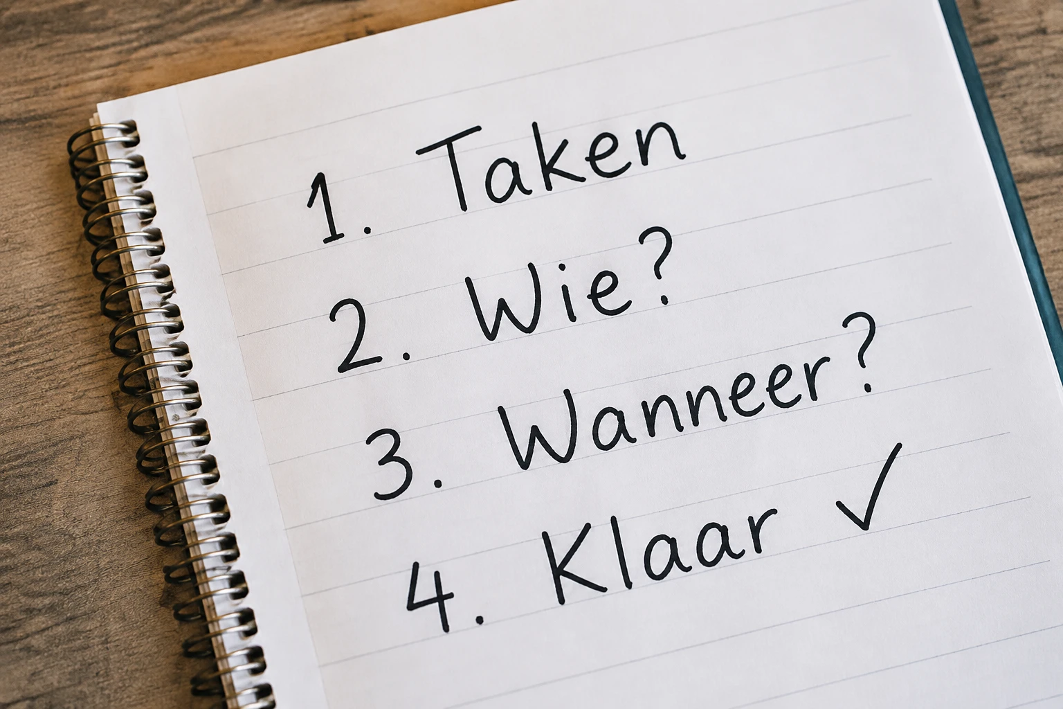 Open schrift met handgeschreven takenlijst